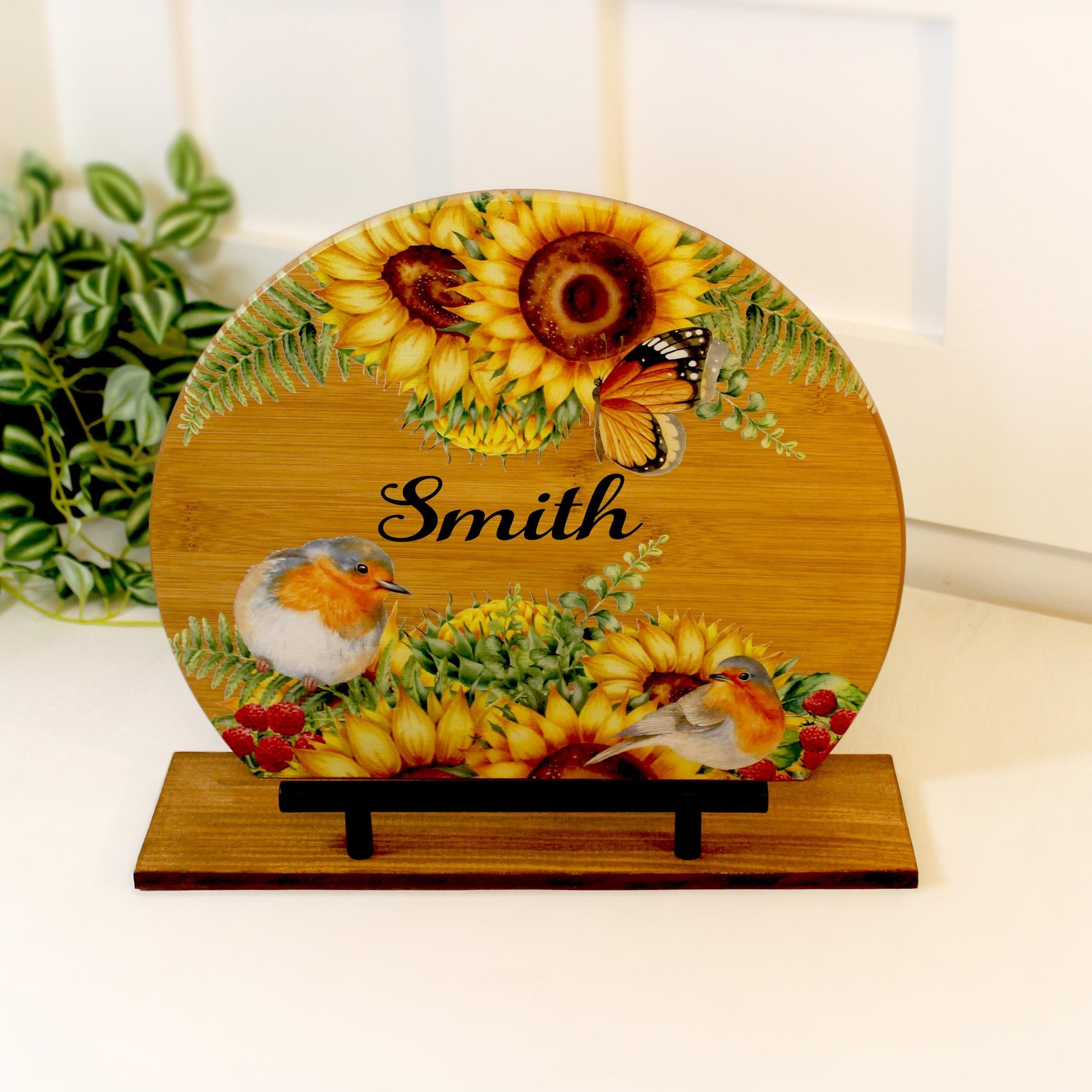 Personalized Sunflowers and Birds Cookbook Stand, Decorative Kitchen Counter Home Decor, Recipe Book Holder, Tablet Ipad Stand Gift