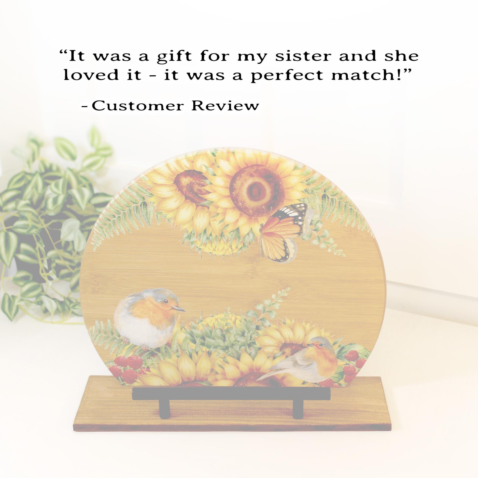 Personalized Sunflowers and Birds Cookbook Stand, Decorative Kitchen Counter Home Decor, Recipe Book Holder, Tablet Ipad Stand Gift