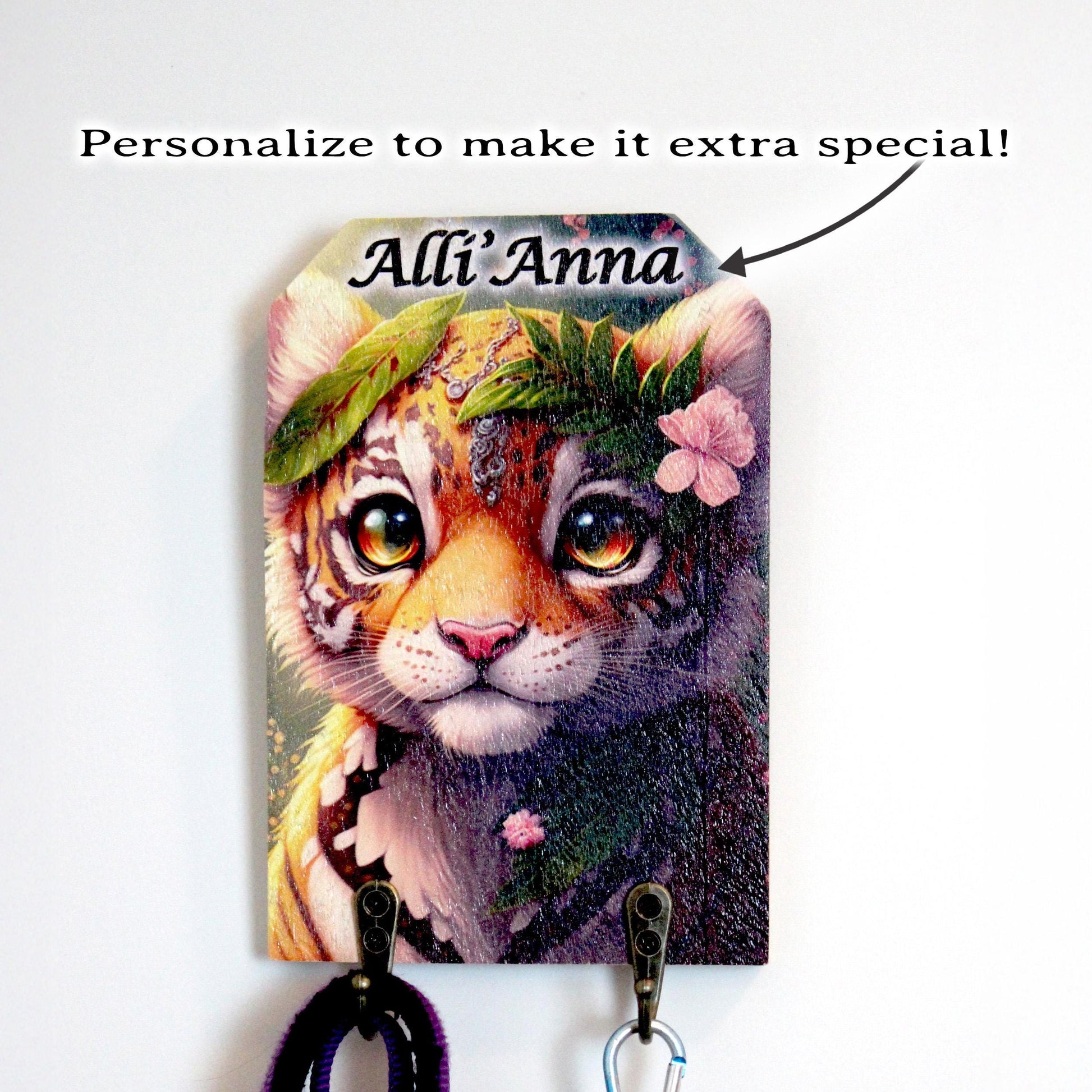 Kids Personalized Wall Mounted Coat Rack, Wooden Key Holder, Bathroom or Pool Towel Hook