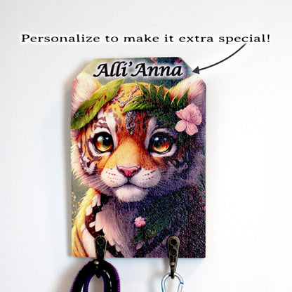 Kids Personalized Wall Mounted Coat Rack, Wooden Key Holder, Bathroom or Pool Towel Hook