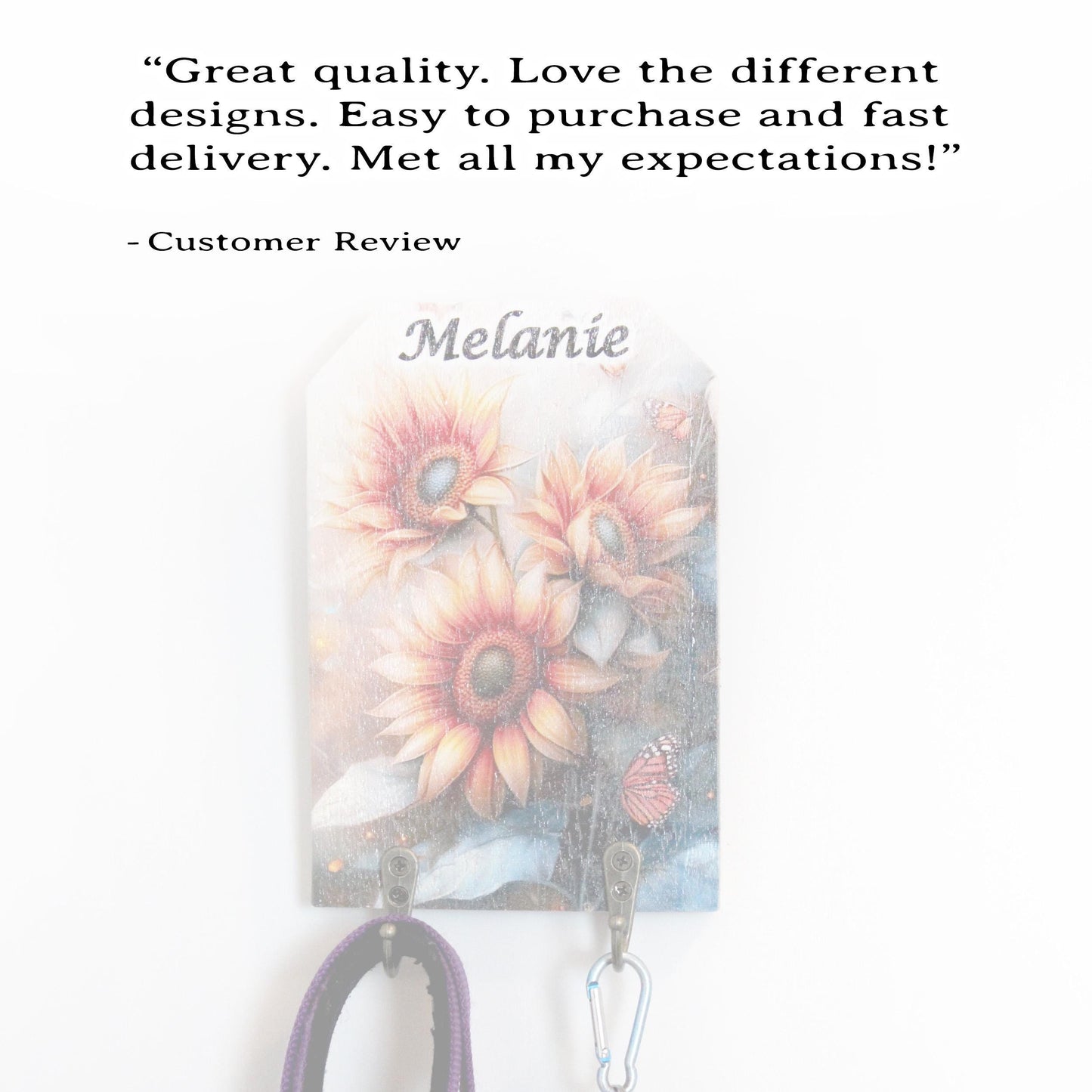 Personalized Wall Mounted Coat Rack, Wooden Key Holder, Bathroom Pool Towel Hook, Dog Leash Holder, Sunflower Lovers Gift