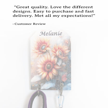 Personalized Wall Mounted Coat Rack, Wooden Key Holder, Bathroom Pool Towel Hook, Dog Leash Holder, Sunflower Lovers Gift