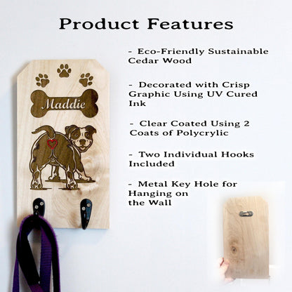 Personalized Wall Mounted Coat Rack, Wooden Key Holder, Bathroom Pool Towel Hook, Dog Leash Holder, Dog Lovers Gift