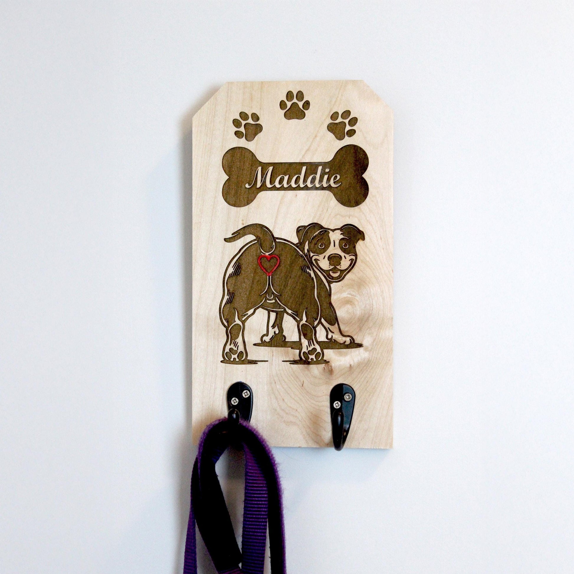 Personalized Wall Mounted Coat Rack, Wooden Key Holder, Bathroom Pool Towel Hook, Dog Leash Holder, Dog Lovers Gift