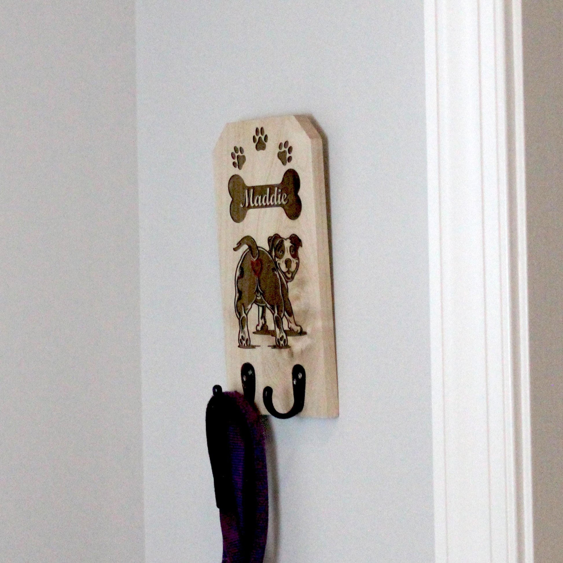 Personalized Wall Mounted Coat Rack, Wooden Key Holder, Bathroom Pool Towel Hook, Dog Leash Holder, Dog Lovers Gift