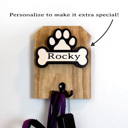 Personalized Wall Mounted Coat Rack, Wooden Key Holder, Bathroom Pool Towel Hook, Dog Leash Holder, Dog Lovers Gift
