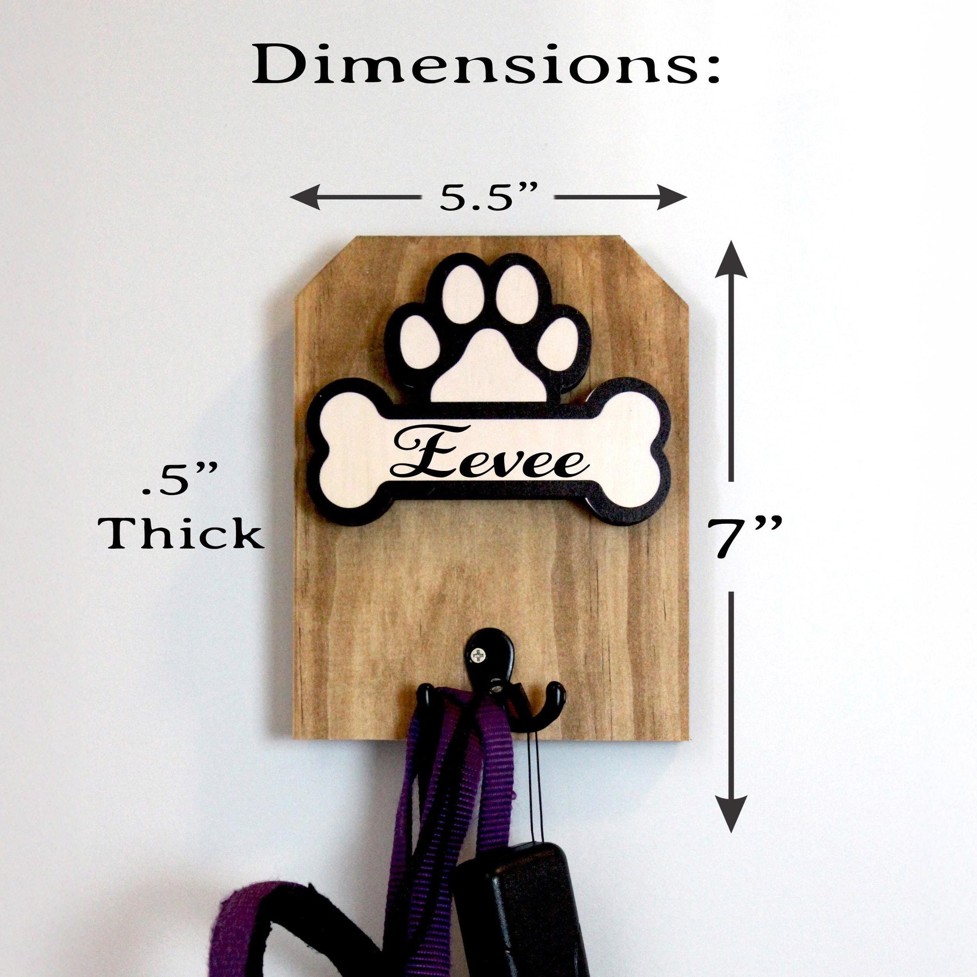 Personalized Wall Mounted Coat Rack, Wooden Key Holder, Bathroom Pool Towel Hook, Dog Leash Holder, Dog Lovers Gift