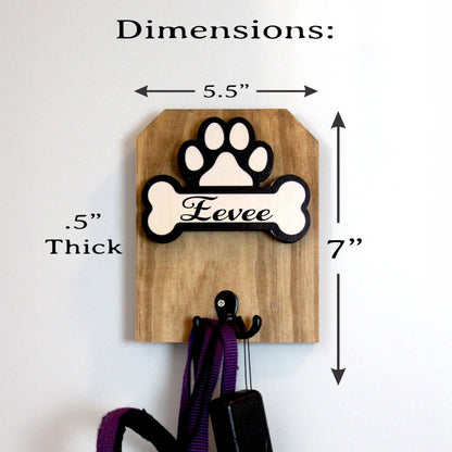 Personalized Wall Mounted Coat Rack, Wooden Key Holder, Bathroom Pool Towel Hook, Dog Leash Holder, Dog Lovers Gift