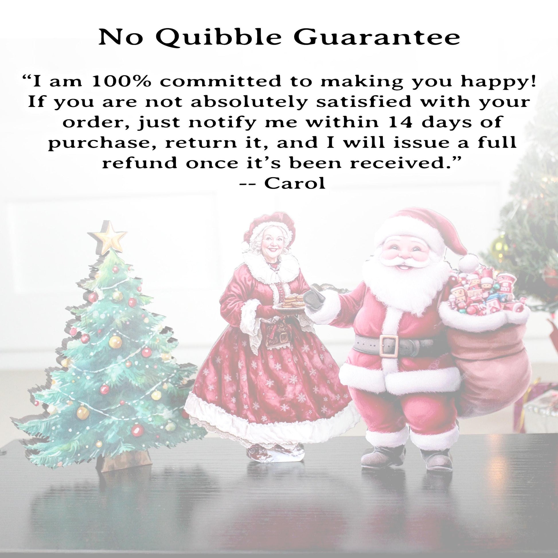 Santa & Mrs. Claus Shelf Sitter Set – 3-Piece Christmas Decor with Poplar Wood Tree, UV Printed Farmhouse Holiday Mantel or Tabletop Display