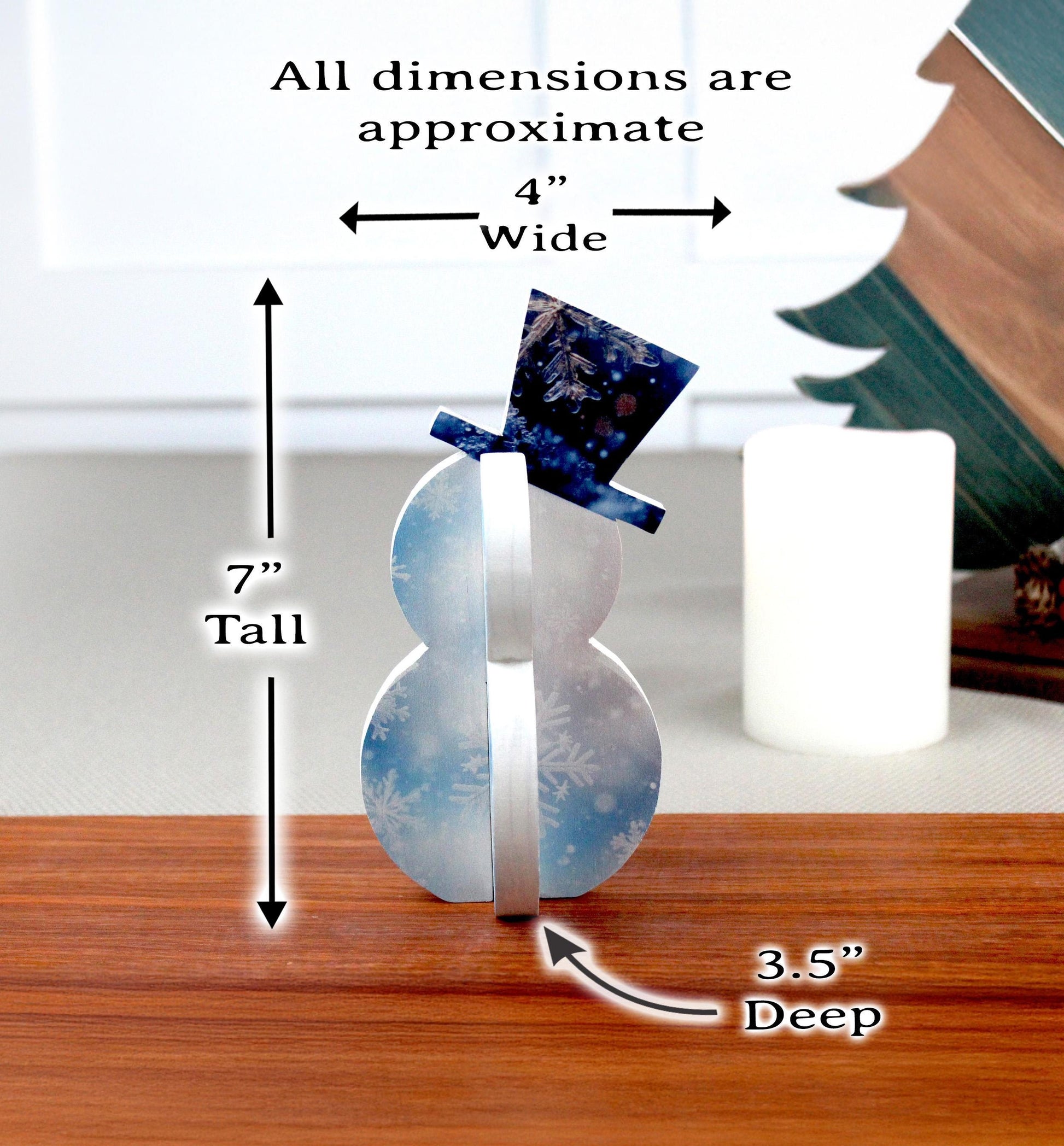 Rustic Snowman Shelf Sitter – Pine Wood Christmas Decor, Chubby Snowman for Holiday Mantels & Farmhouse Shelves