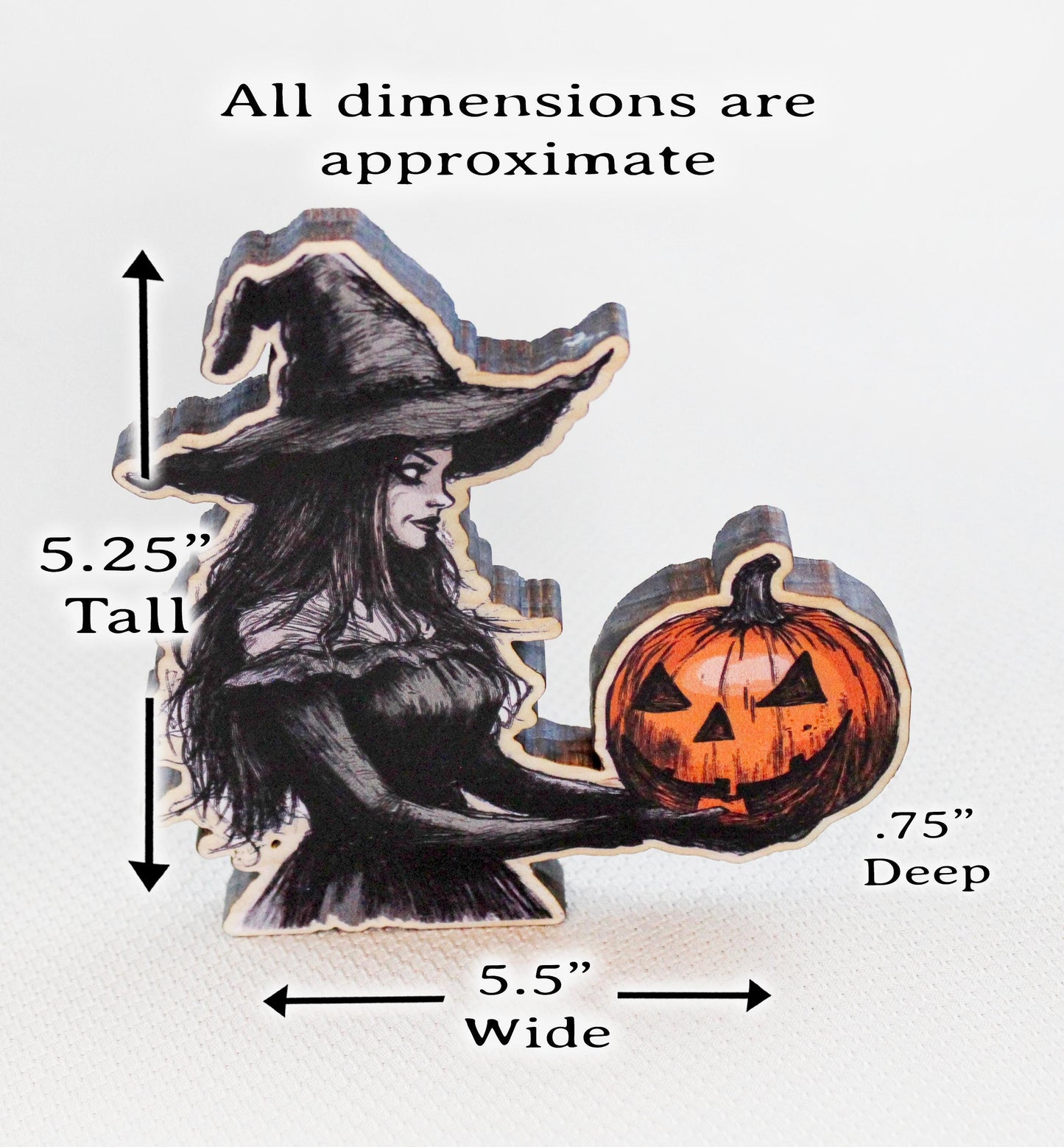 Halloween Witch Shelf Sitter – Farmhouse Poplar Wood Decor