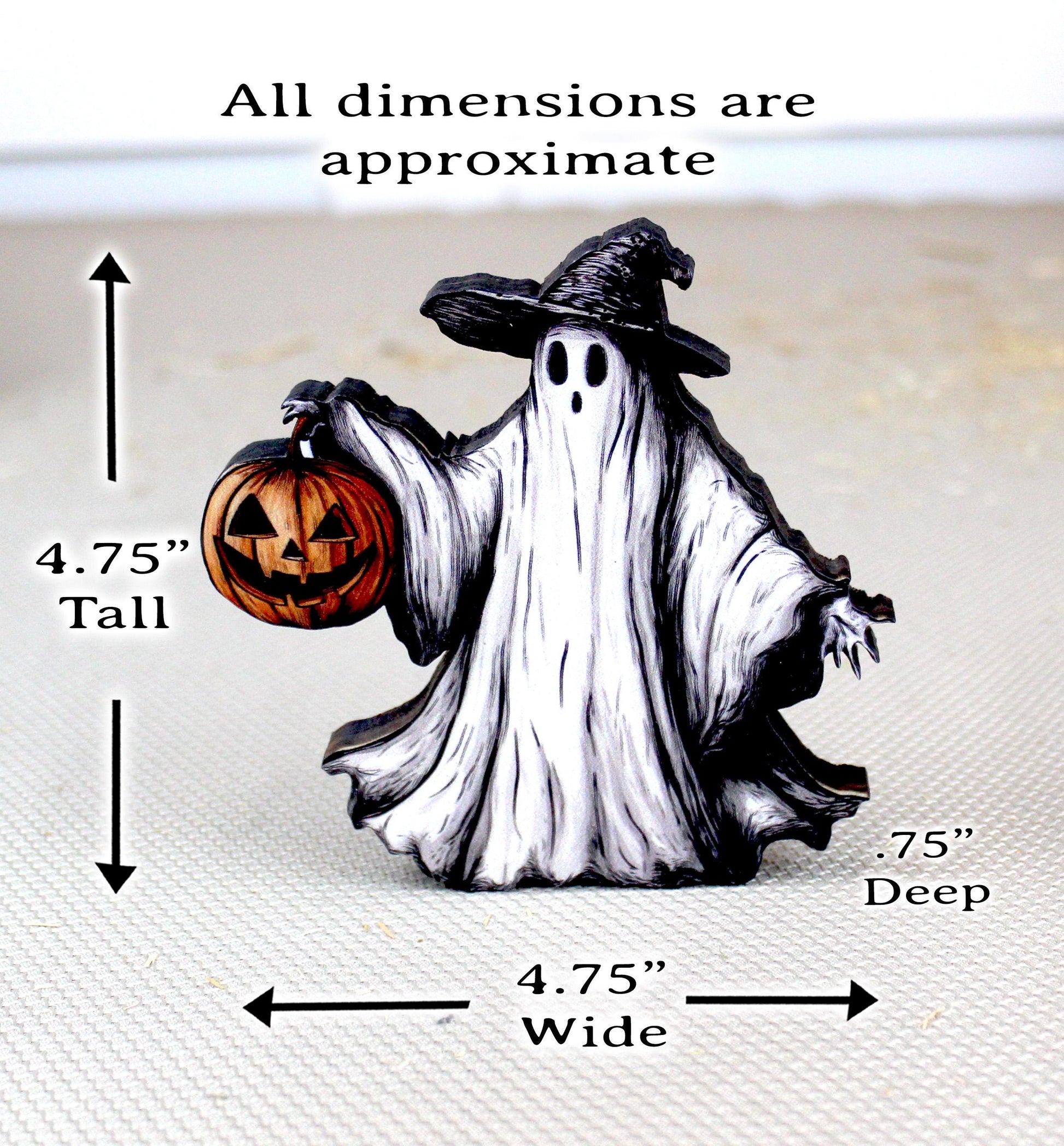 Halloween Ghost Shelf Sitter – Rustic Décor, Good for Tiered Trays, Mantels & Shelves, Perfect For Halloween Nights and Soft Autumn Breezes