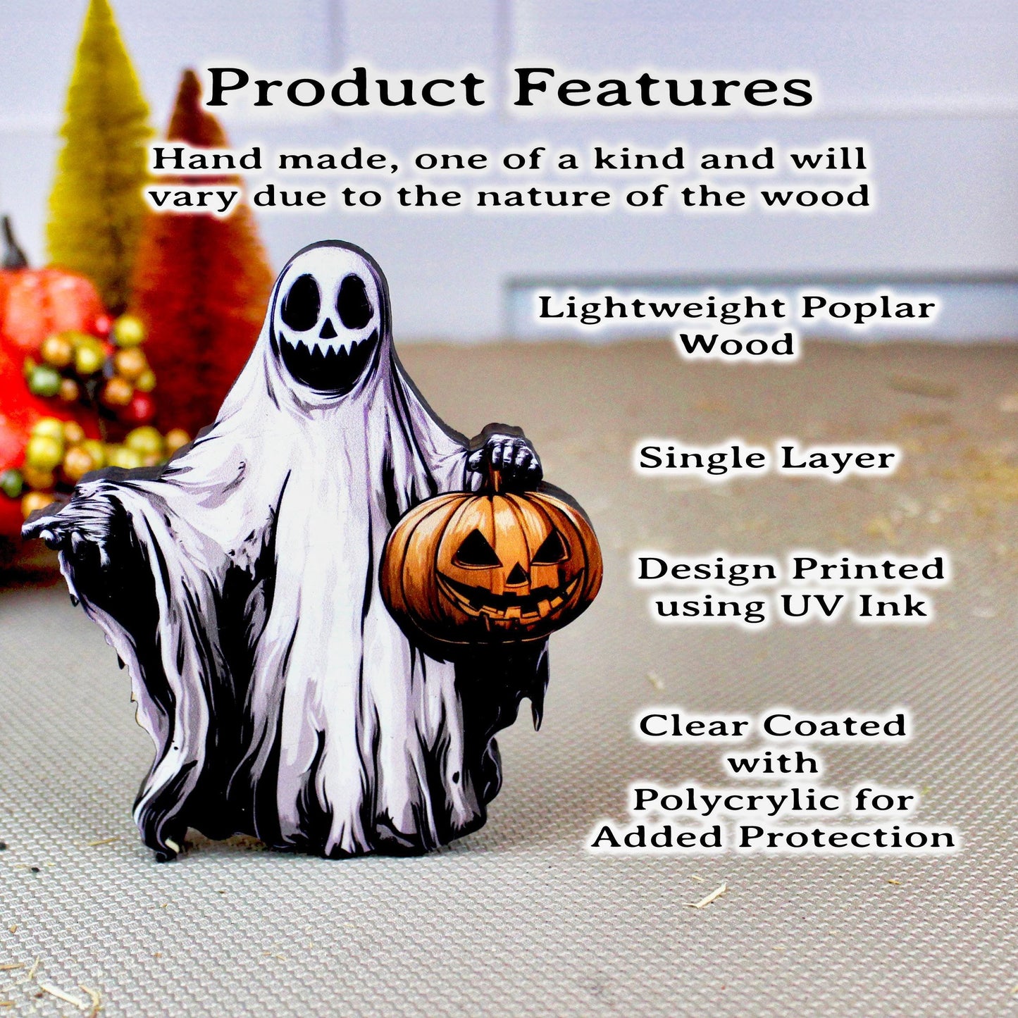 Personalized Ghost Shelf Sitter – Halloween Pumpkin Spirit with Name – Spooky Cute Custom Fall Decor, Memories of Pillowcases Full of Candy