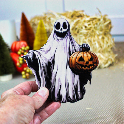 Personalized Ghost Shelf Sitter – Halloween Pumpkin Spirit with Name – Spooky Cute Custom Fall Decor, Memories of Pillowcases Full of Candy