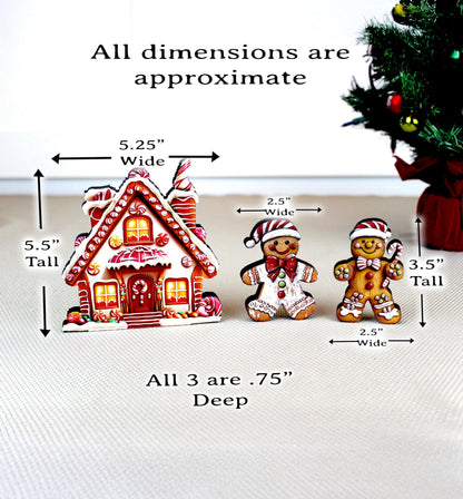 Personalized Purple Gingerbread House Shelf Sitters, Christmas Tiered Tray Decor