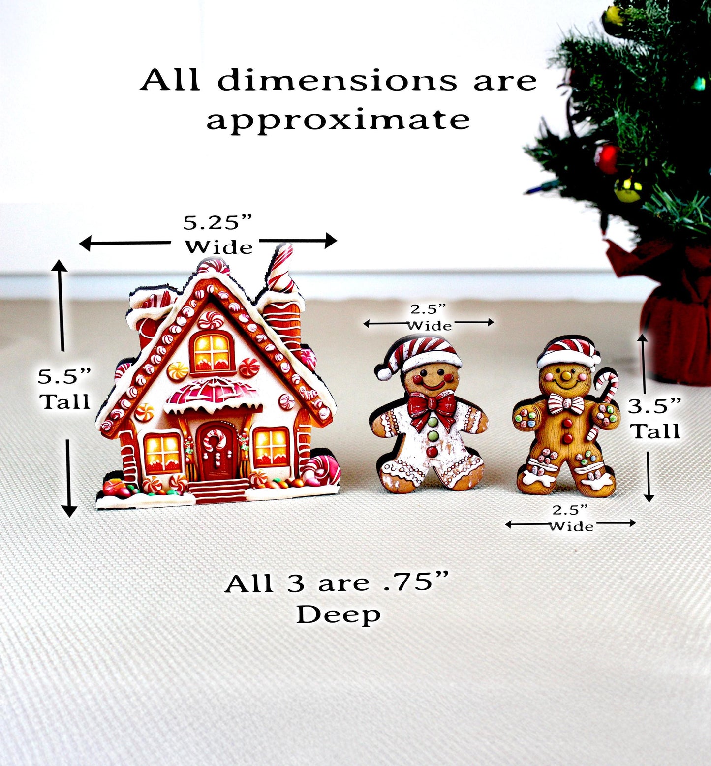 Personalized Gingerbread House Shelf Sitters, Christmas Tiered Tray Decor