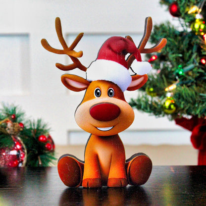 Rustic Reindeer Shelf Sitter, Layered Wood Christmas Decor
