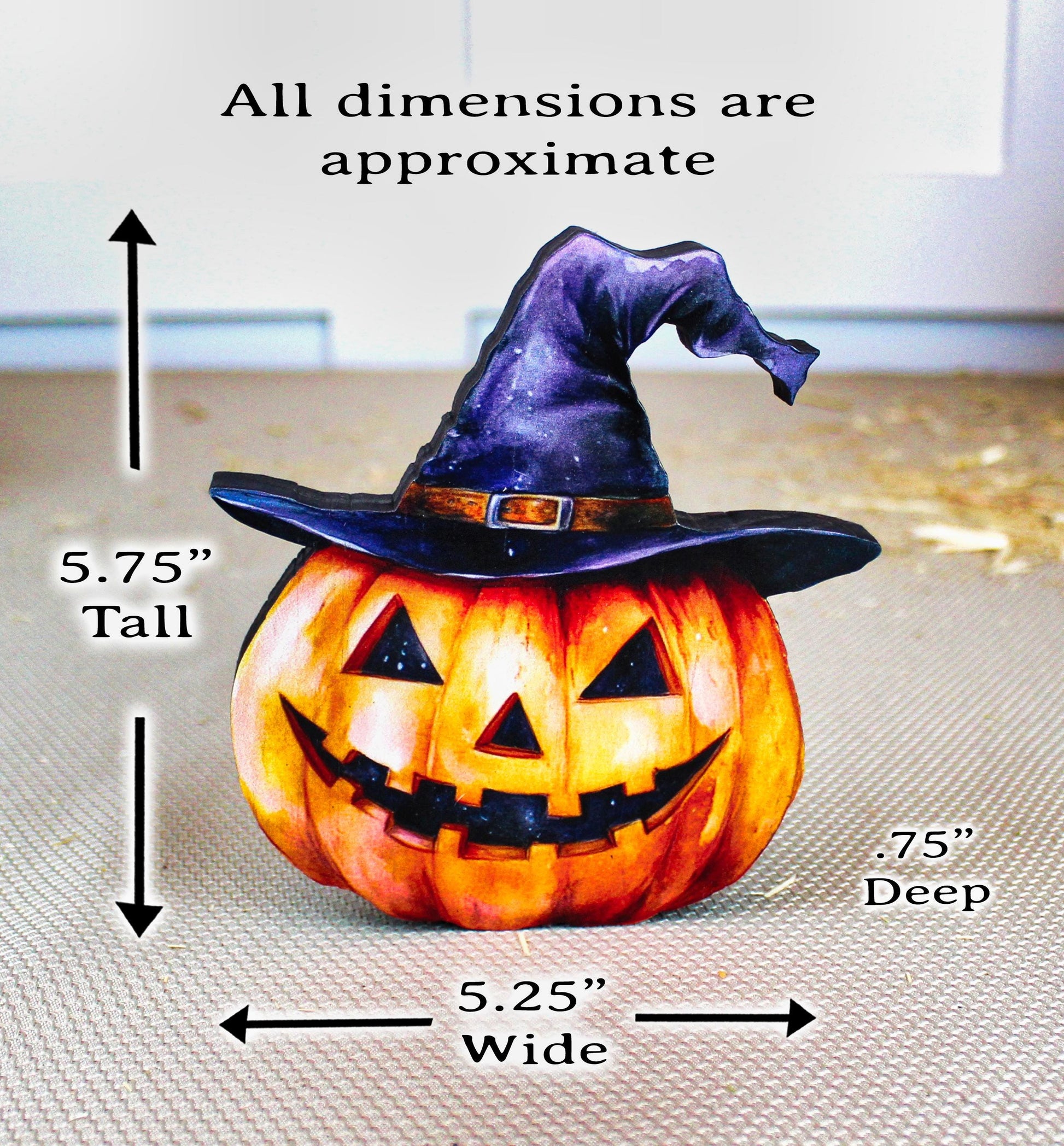 Personalized Halloween Pumpkin Shelf Sitter – Custom Name Jack-o’-Lantern with Witch Hat, Whimsy, Warmth, and Just a Little Witchy Charm