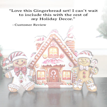 Gingerbread House and Gingerbread Men Shelf Sitters. For Tiered Trays, Mantles & Holiday Shelves, a scene from the Christmases you remember