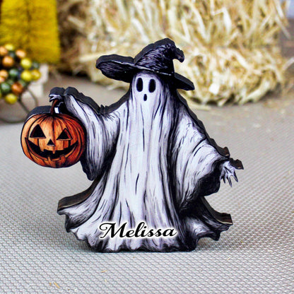 Personalized Halloween Shelf Sitters, Witch & Ghost Trio, Farmhouse Decor
