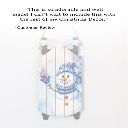 Christmas Sled Wall Hanging – Personalizable Snowman Sign That Welcomes Winter, Your Wall’s Invitation To Sip Cocoa And Breathe In The Magic
