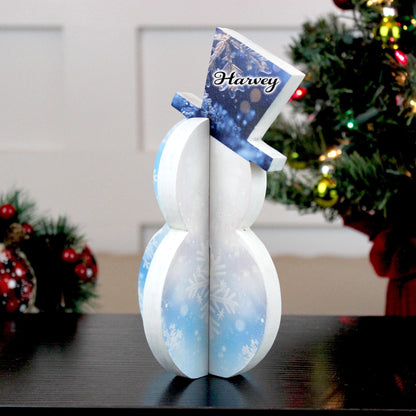 Rustic Snowman Shelf Sitter – Pine Wood Christmas Decor, Chubby Snowman for Holiday Mantels & Farmhouse Shelves