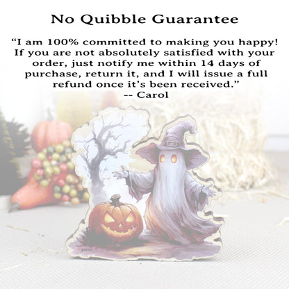 Custom Halloween Ghost Shelf Sitter, Spooky Tree & Pumpkin, A Keepsake Filled With Wonder, Decor for Tiered Trays. Mantels and Shelves