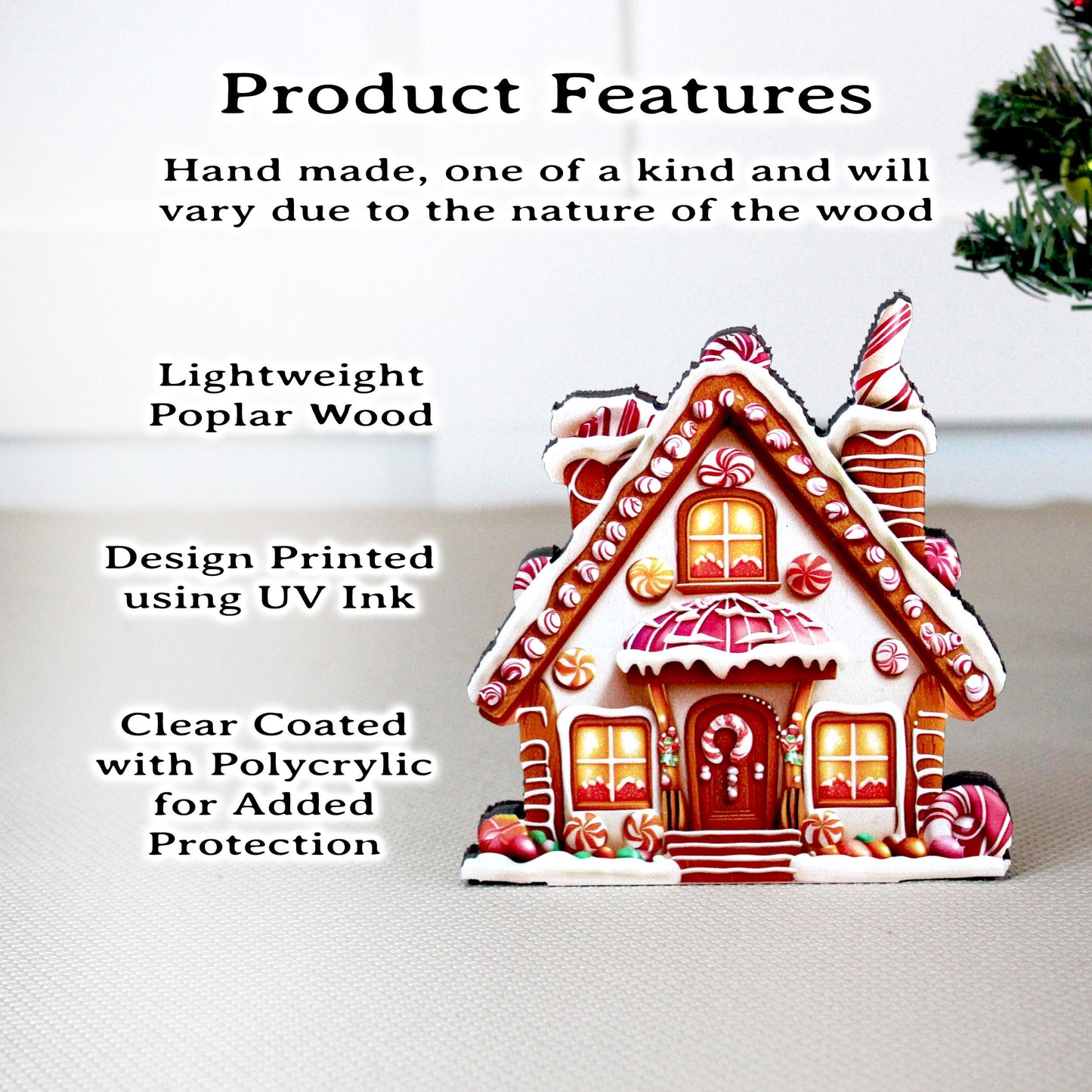 Personalized Gingerbread House Shelf Sitters, Christmas Tiered Tray Decor