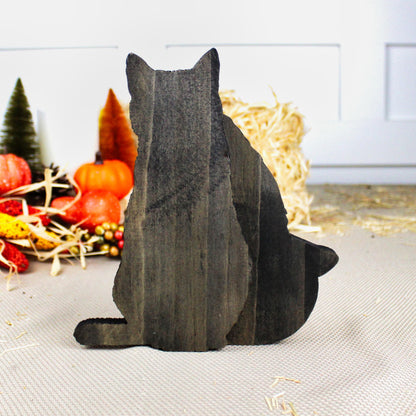 Personalized Halloween Pumpkin Shelf Sitter, Cat and Witch Hat Decor