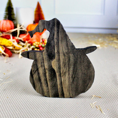 Personalized Halloween Pumpkin Shelf Sitter – Custom Name Jack-o’-Lantern with Witch Hat, Whimsy, Warmth, and Just a Little Witchy Charm