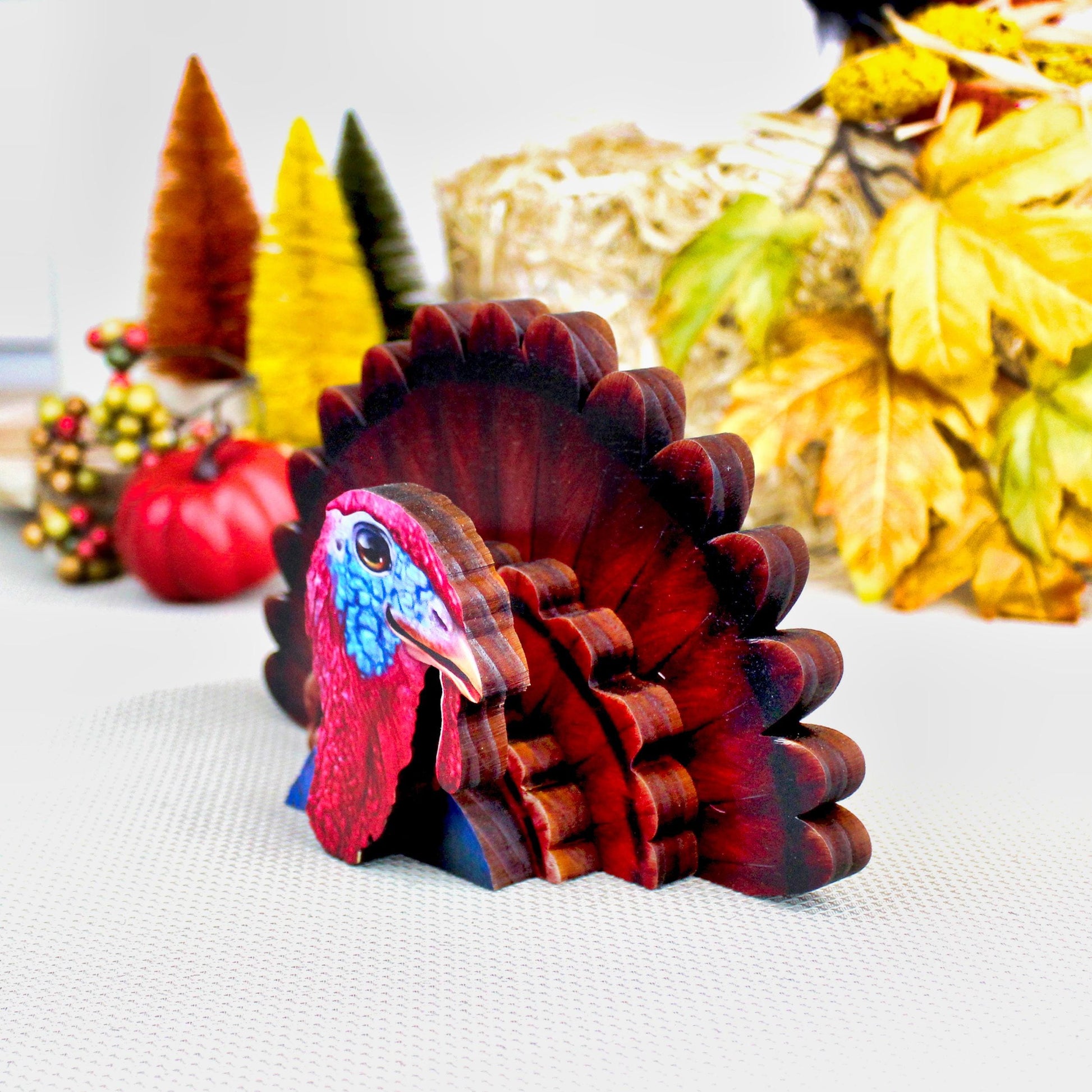 Turkey Shelf Sitter – Personalized Thanksgiving Decor with Name, Rustic Fall Farmhouse Table Accent, Made from Solid Pine Wood