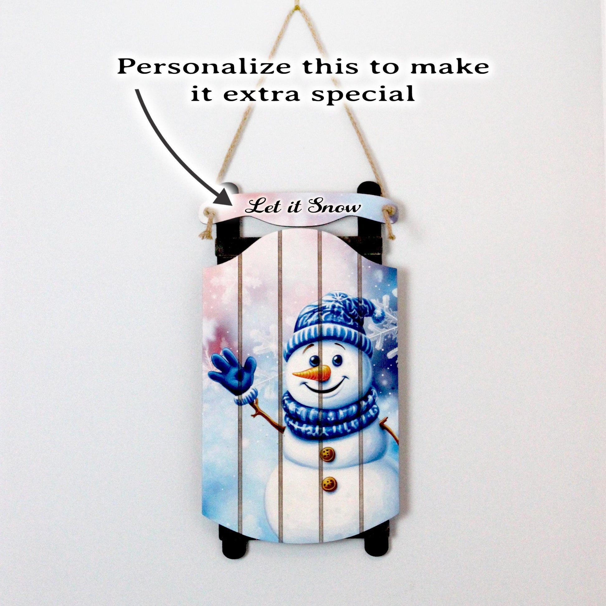 Christmas Sled Wall Hanging – Personalizable Snowman Sign That Welcomes Winter, Your Wall’s Invitation To Sip Cocoa And Breathe In The Magic