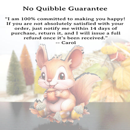 Fall Squirrel Shelf Sitter – “Autumn Joy” Personalized Woodland Critter Gift, Kids Room or Nursery Decor, Made from Solid Poplar Wood