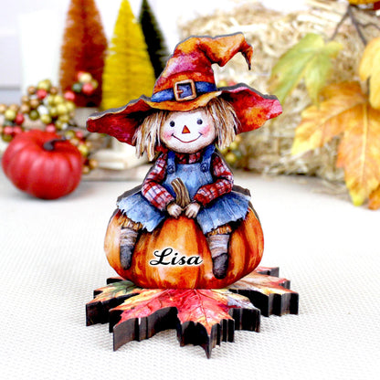 Fall Scarecrow Shelf Sitter – Harvest-Heart Happiness, for Your Autumn Décor, Kids Room or Nursery Decor, Made from Solid Pine Wood