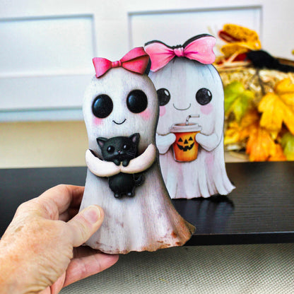 Personalized Girl Ghost Shelf Sitters – UV Printed Halloween Decor