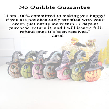 Witch Hats and Pumpkins Shelf Sitters – Set of 7 or Singles, Personalized, Multi-Layer Poplar & Pine Halloween Decor. A whimsical addition