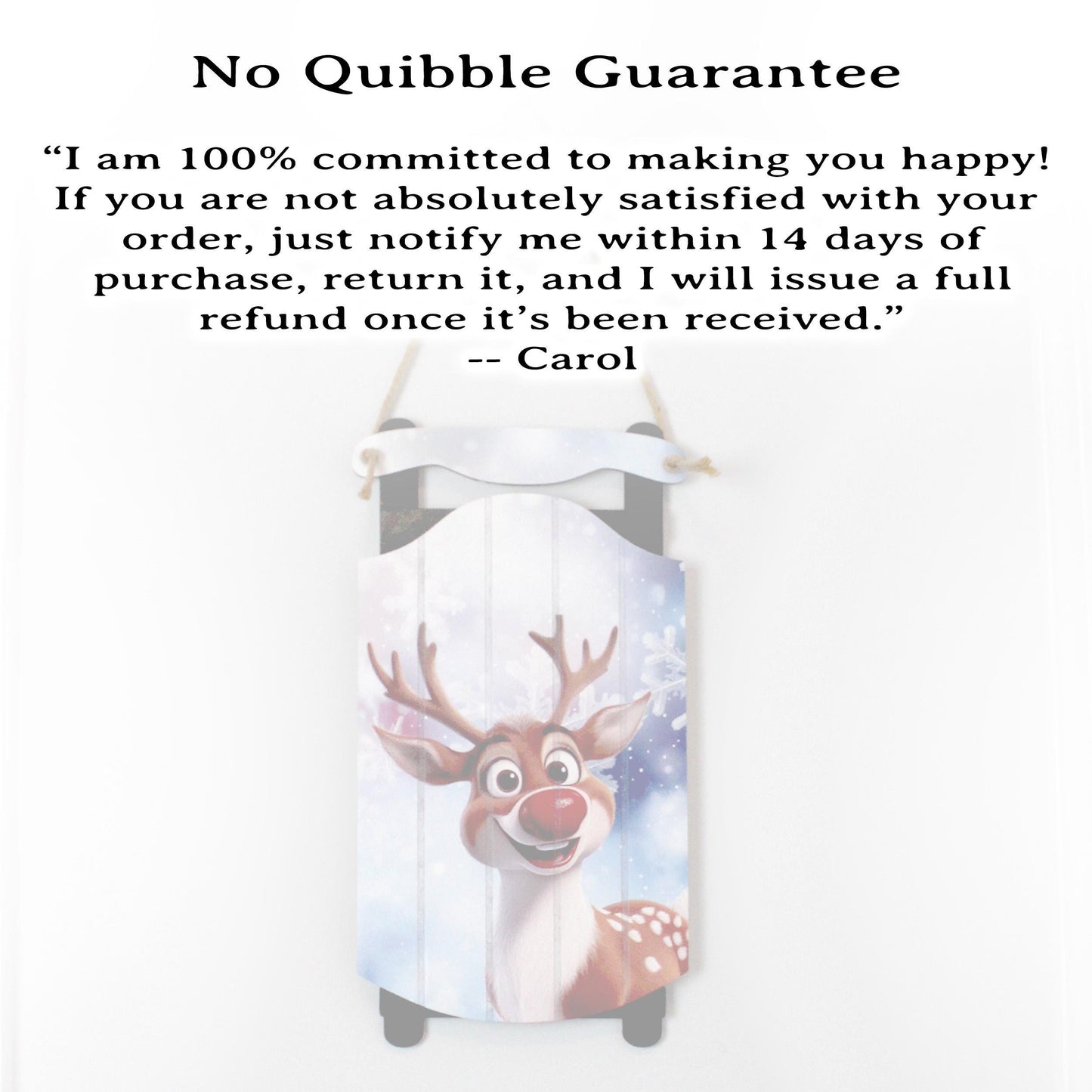 Rudolph Sled Wall Hanging – Personalize Red-Nosed Reindeer Sign for Storybook Holiday Cheer. Little Eyes Will Light Up When They See Rudolph