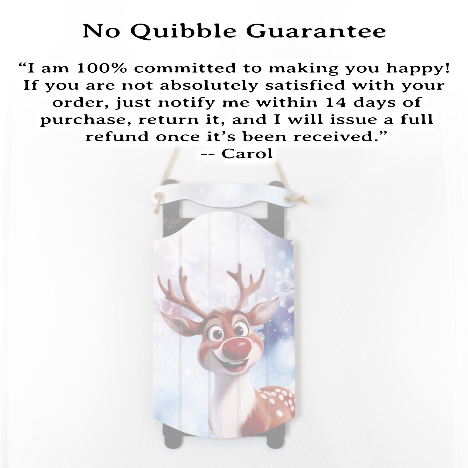 Rudolph Sled Wall Hanging – Personalize Red-Nosed Reindeer Sign for Storybook Holiday Cheer. Little Eyes Will Light Up When They See Rudolph