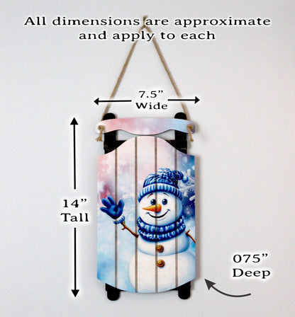 Christmas Sled Wall Hanging – Personalizable Snowman Sign That Welcomes Winter, Your Wall’s Invitation To Sip Cocoa And Breathe In The Magic