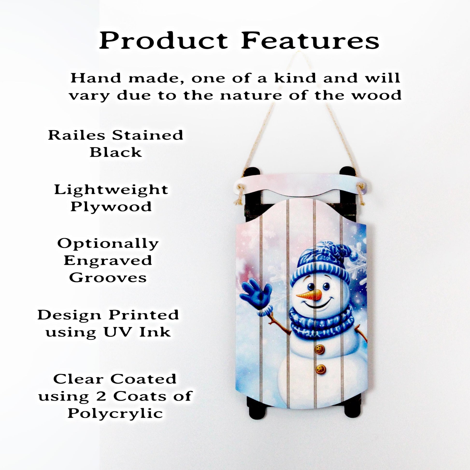 Christmas Sled Wall Hanging – Personalizable Snowman Sign That Welcomes Winter, Your Wall’s Invitation To Sip Cocoa And Breathe In The Magic