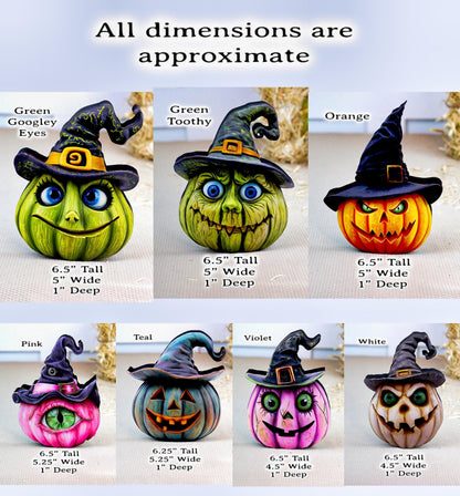 Personalized Witch Hats Pumpkin Shelf Sitters – Multi-Layer Halloween Decor
