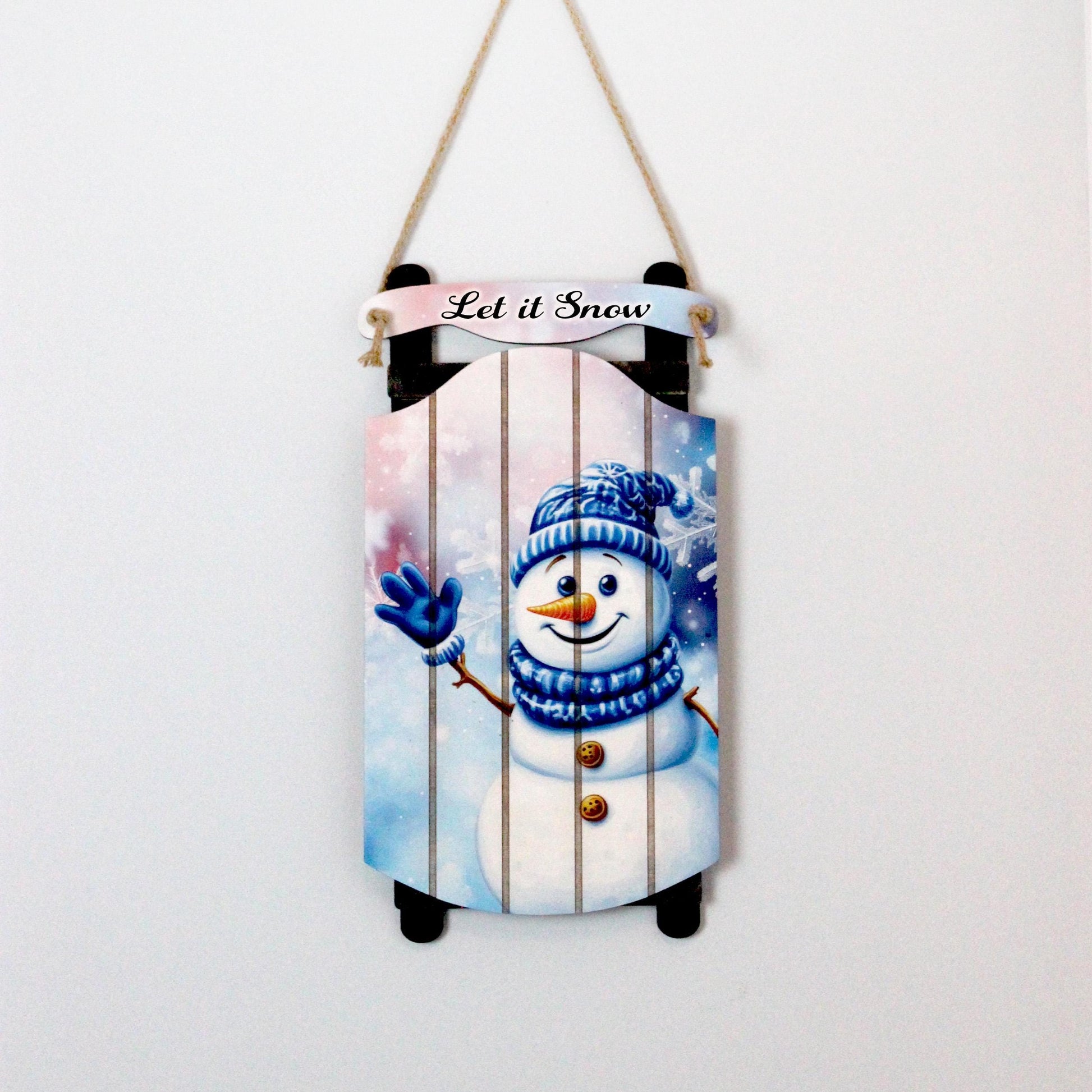 Christmas Sled Wall Hanging – Personalizable Snowman Sign That Welcomes Winter, Your Wall’s Invitation To Sip Cocoa And Breathe In The Magic