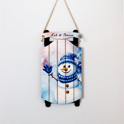 Christmas Sled Wall Hanging – Personalizable Snowman Sign That Welcomes Winter, Your Wall’s Invitation To Sip Cocoa And Breathe In The Magic