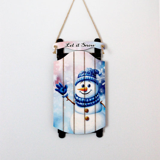 Christmas Sled Wall Hanging – Personalizable Snowman Sign That Welcomes Winter, Your Wall’s Invitation To Sip Cocoa And Breathe In The Magic