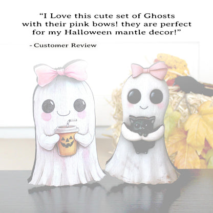 Personalized Girl Ghost Shelf Sitters – UV Printed Halloween Decor
