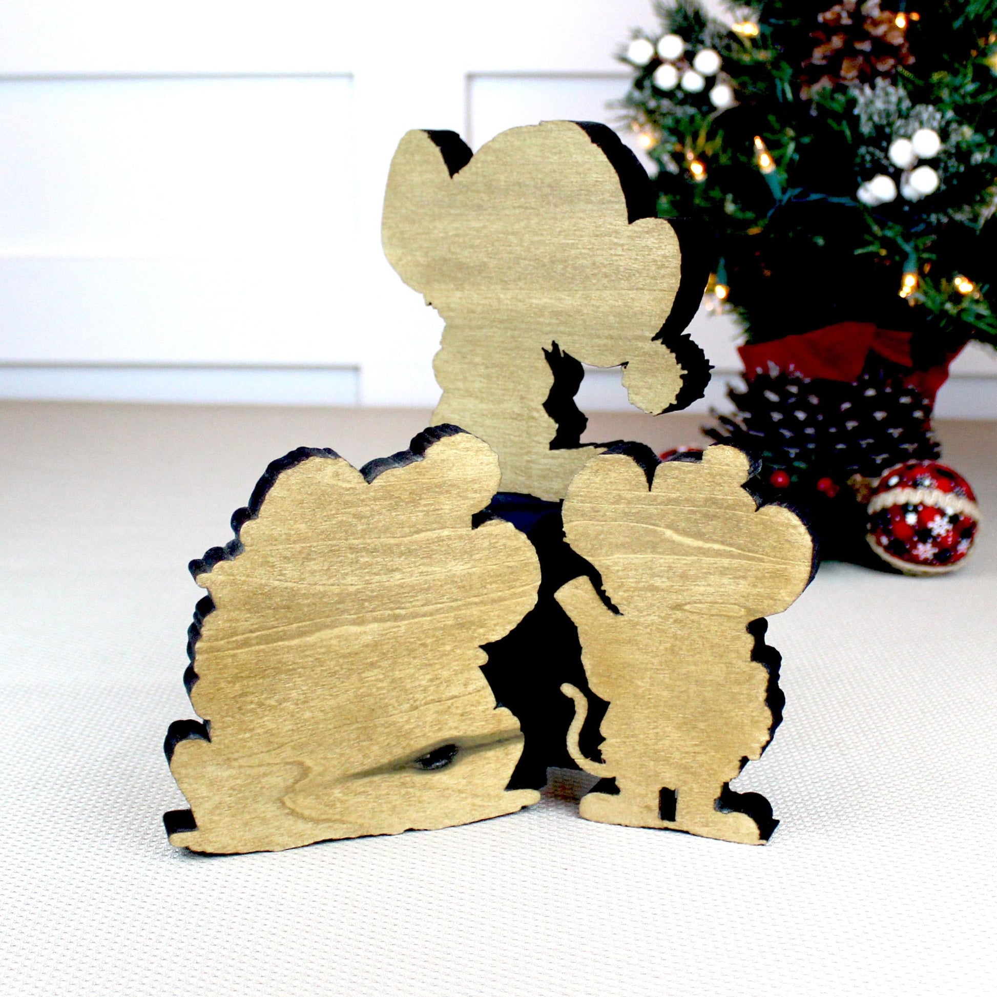 Christmas Mouse Shelf Sitters, Wooden Trio or Singles, Personalized Name, Nutcracker Holiday Mantel Decor. Tiny heroes - big personalities