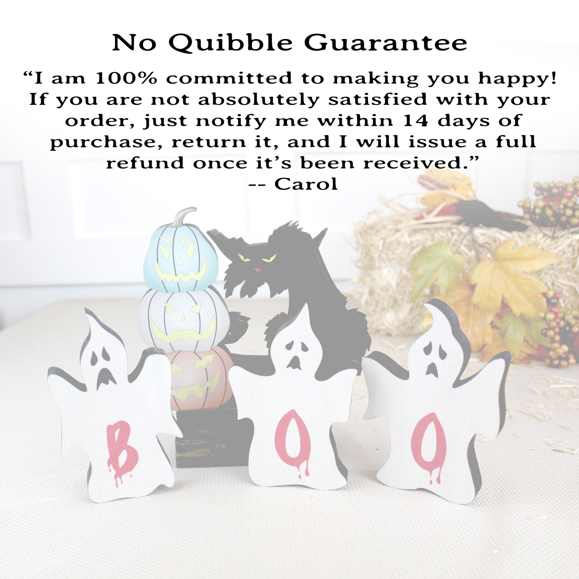 Rustic Halloween Shelf Decor – Handcrafted Wooden Pumpkins, Ghosts & Black Cat – Modern Farmhouse Mantel Display