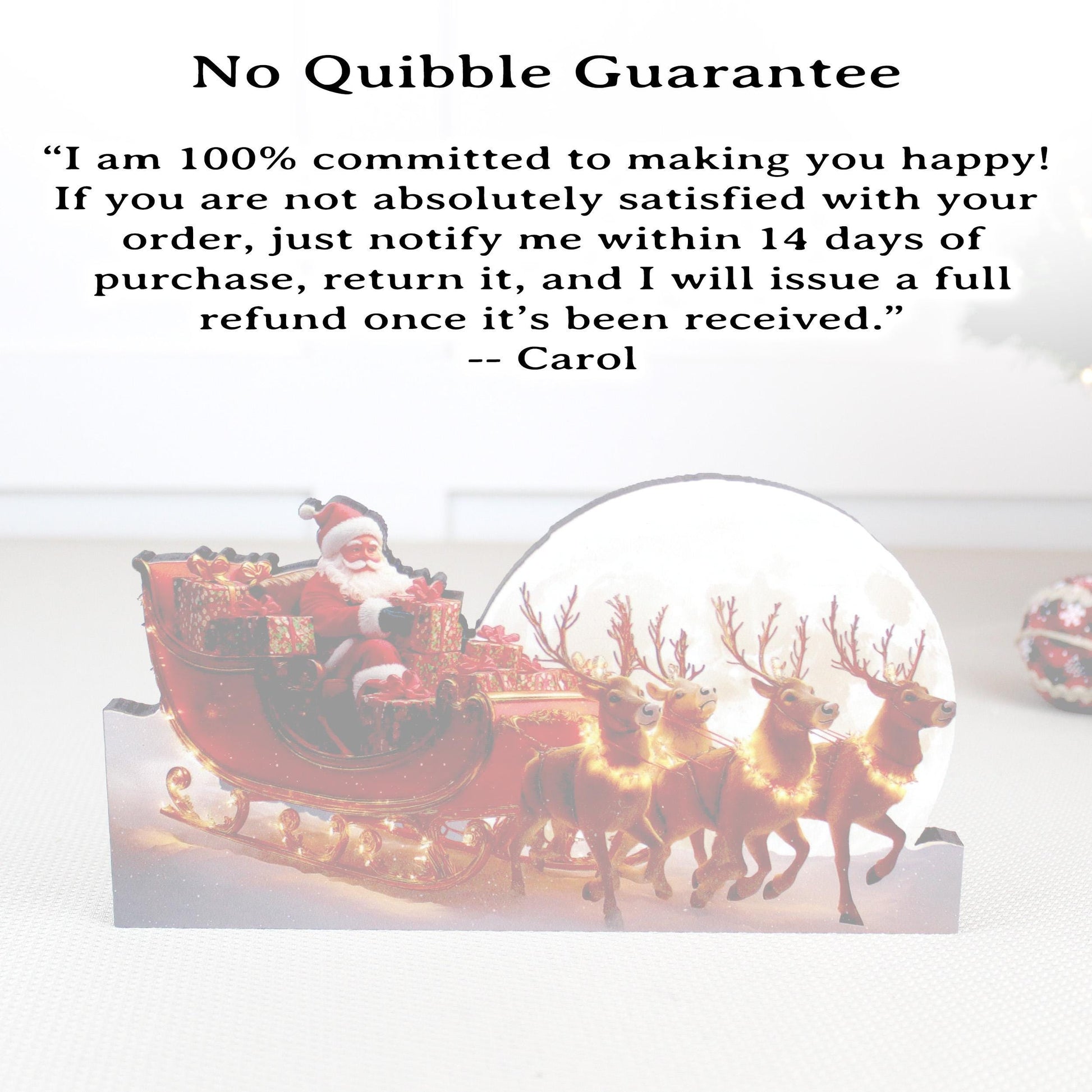 Santa Sleigh Shelf Sitter – Personalized Christmas Mantel Decor, Reindeer & Moonlit Scene. this sleigh scene brings instant Christmas wonder