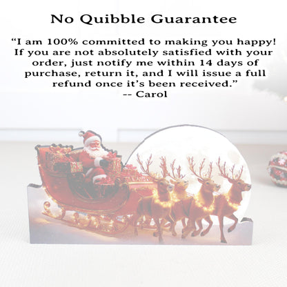 Santa Sleigh Shelf Sitter – Personalized Christmas Mantel Decor, Reindeer & Moonlit Scene. this sleigh scene brings instant Christmas wonder