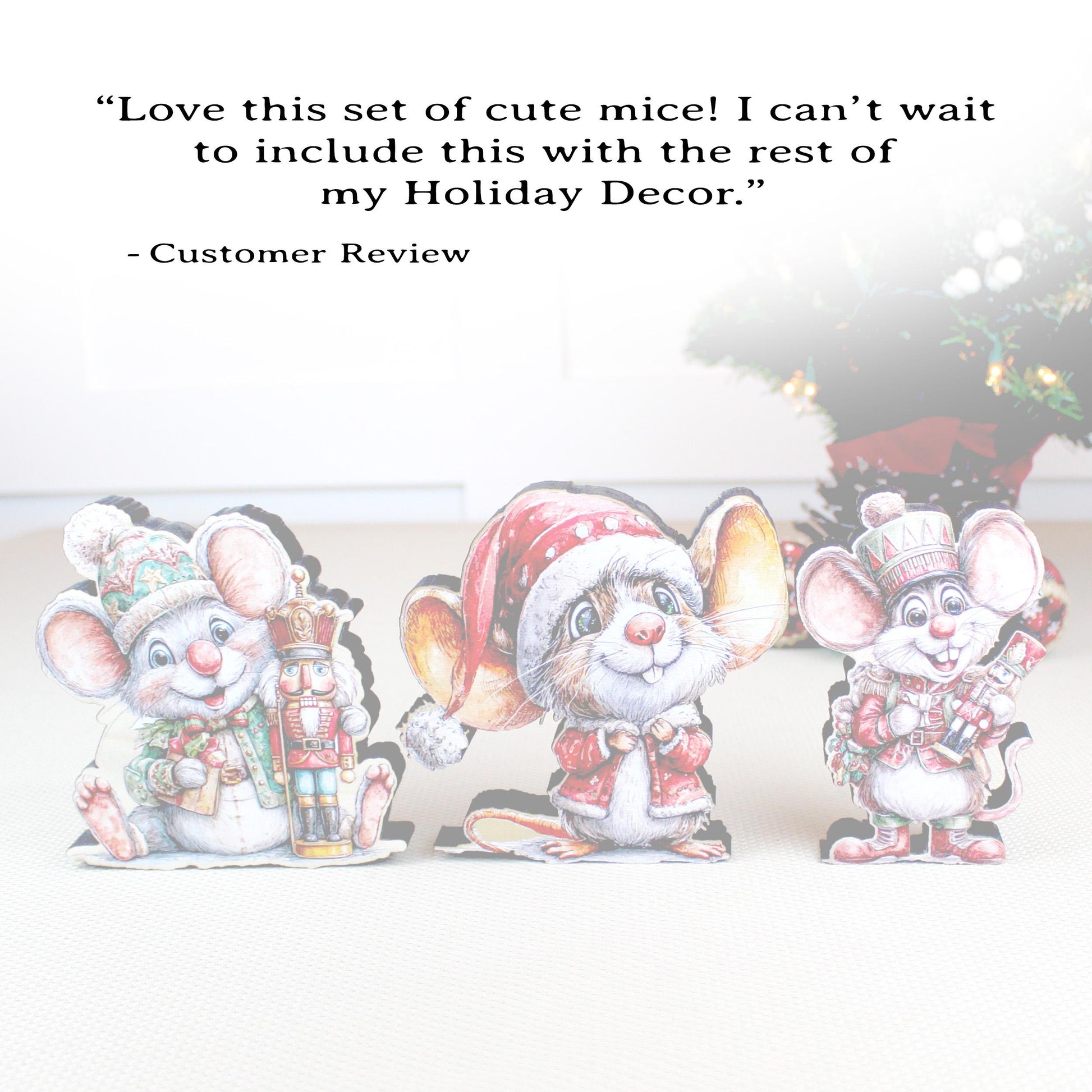 Christmas Mouse Shelf Sitters, Wooden Trio or Singles, Personalized Name, Nutcracker Holiday Mantel Decor. Tiny heroes - big personalities